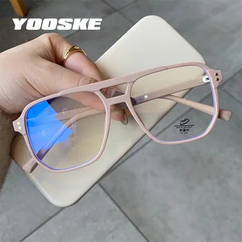 YOOSKE 2022 Unisex Zilā Gaisma Pretbloķēšanas Datoru Brilles Sievietēm TR90 Optisko Rāmis Vīriešu Kvadrātveida Briļļu Anti-noguruma Brilles