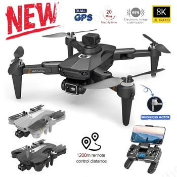 K80 PRO GPS Dūkoņa 4K 8K Dual HD Kamera Profesionālās Aerial Photography Brushless Motors Salokāms Quadcopter RC Distance1200M