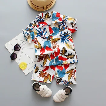 Vasaras Bērnu Apģērbu Baby Zēni Meitenes Izdrukāt pilnu Lapu Atloks ar īsām piedurknēm Krekls, Bikses, 2gab/komplekts Bērniem, Zīdaiņu Toddler Tracksuit