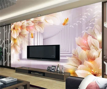 Pasūtījuma pašlīmējošas ūdensizturīgs tapetes sienu Eiropas un Amerikas tulpju fona sienu dekoratīvā krāsošana sienas uzlīmes