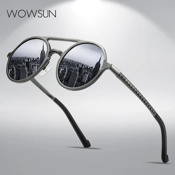 WOWSUN Polarizētās Saulesbrilles Sieviešu, Vīriešu Klasisko Mazo Metāla, Saules Brilles Vīriešu Vintage Anti-glare Braukšanas Brilles UV400