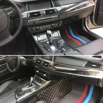 BMW 5 Series F10, F11, 2011-18 Auto-Stils 3D/5D Oglekļa Šķiedras Auto Interjera Centrā Konsoles Krāsu Izmaiņas Molding Uzlīmes Uzlīmes