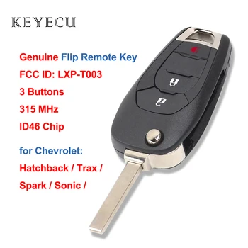 Keyecu Patiesu OEM Flip Tālvadības Auto Atslēgu, 3 Pogas & 315Mhz & ID46 Mikroshēmu Chevrolet Trax Sonic Hečbeks, Aizdedzes FCC ID: LXP-T003