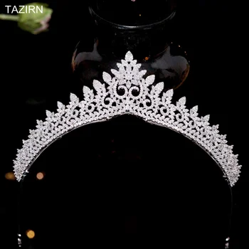 Jaunu Kubiskā Cirkonija Tiaras un Vainagi Sievietēm Dzimšanas dienu Gājienā Princese Headpieces Līgavas Sweet 16 Cepures Matu Aksesuāri