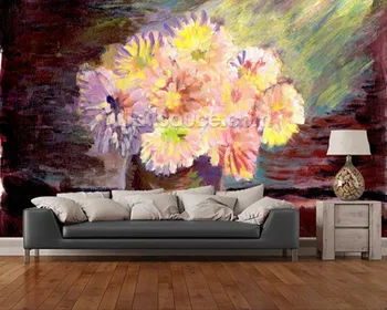 Pasūtījuma ziedu tapetes,Ziedu Eļļas Glezniecības,3D retro dzīvojamā istaba guļamistaba virtuves sienas fona ūdensizturīgs tapetes