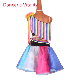 Latīņu Deju Konkurss Apģērbu Modes Krāsu Linga Strapless Svārki Augstas klases Sieviešu Pieaugušo Bērnu Pasūtījuma Profesionālo Kostīmi