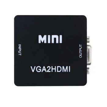 Pārnēsājams Mini VGA Uz HDMI-saderīgam Converter VGA2HDMI Video Lodziņš Audio Adapteri 1080P Notebook PC HDTV Projektors TV