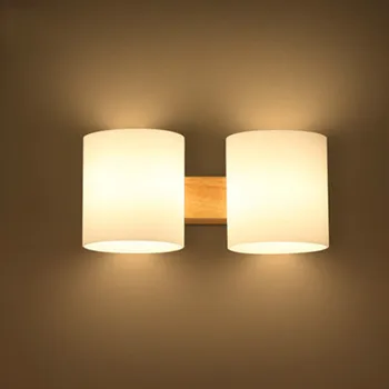 Ozols Mūsdienu koka Sienas Lampas Deg Guļamistaba/vannas istaba Mājas Apgaismojums Sienas Sconce cietā koka sienas gaismas dubultā vadītāju