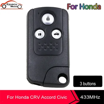 KEYECU Tālvadības Auto Atslēgu 433MHZ ID46 Čipu Honda CRV Accord, Civic Odyssey Intelligent 3 Pogas Smart Keyless Ieceļošanas Kontrole
