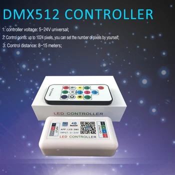 4 Kanālu DMX512 LED Kontrolieris LED 5050 Sloksnes Bluetooth APP RGB Kontrolieris DC 5V, 12V 24V Mūzikas Kontrolieris Led Gaismas, 4CH