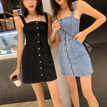 Pusaugu Meitenēm, Džinsu Kleita korejas Vasaras Modes Tendences Draudzenes Apģērbs Sieviešu Sexy Clube Džinsa Kleitas, Sieviešu Streetwear