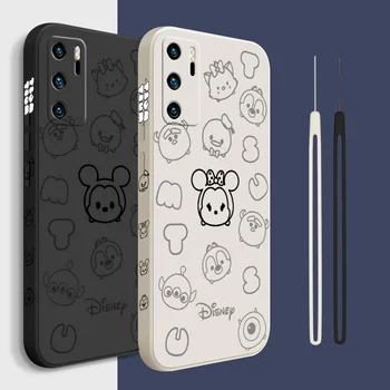 Gudrs Mickey Mouse Phone Gadījumā Huwei P 50 40 30 20 Smart Z Lite Pro E Plus 2019 2021 Šķidrums Pa Kreisi Virves Būtiska Vāciņu