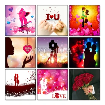 5D DIY Dimanta Krāsošana Valentīna Cross Stitch Pilna Apaļā Dimanta Izšuvumi Mīlestība, Skūpsts Dimanta Mozaīkas Rokdarbi Mājas Dekoru