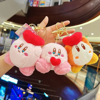 Jaunu Kawaii 10cm Kirby Anime Multfilmu Plīša Rotaļlietas Keychain Cute Meitenes Mugursoma Soma Kulons Dekoru mīkstās Rotaļlietas Meitenēm Xmas Dāvanas