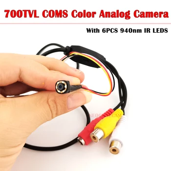 NEOCoolcam Mazo Mini AV Analogās Kameras 700TVL CMOS Krāsu Video Novērošanas Kameras Ar 6PCS 940nm ir Led