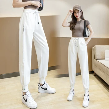 Joggers Pelēks Aukliņu Treniņbikses Sievietēm korejiešu Stilā, Meitenes Ikdienas Apģērbs Sieviešu Streetwear Pusaudžu Augstas Kvalitātes Harēma Elsas