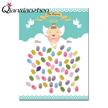 Qianxiaozhen Personalizētu Pirkstu Nospiedumu Angel Baby Duša Viesu Grāmatu, Dzimšanas Dienas Svinības Rotājumus Bērniem Jaunajā Bērnu Dekori