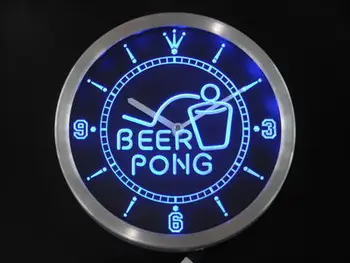 nc0395 beer Pong Alus teniss, Bārs, Spēles, Sporta Klubs Neona Gaismas Izkārtnes LED Sienas Pulkstenis
