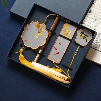 Tradicionālā Ķīniešu roku izšūtu double-sided grāmatzīmes pildspalvu radošu kopumu radošo produktu dāvanas