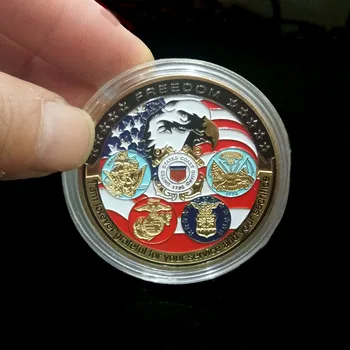 Jaunu Zelta Pārklājumu Monētu ASV Navy USAF USMC Armijas Krasta Apsardzes Amerikas Bezmaksas Ērgļa Totēma Zelta Militāro Medaļu Izaicinājums Monētu Kolekcijas