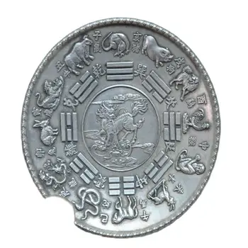 Ķīnas Feng Shui 12 Zodiaka Pūķa Statuja Balts, Misiņa, Vara Plāksne