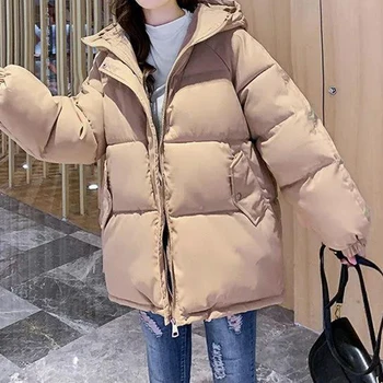 FORŠS ziemas sieviešu kapuci rāvējslēdzēju zaudēt dūnu jaka sieviešu vienkrāsainu regulāri bieza polsterēta jaka ir 2021. Hoodies