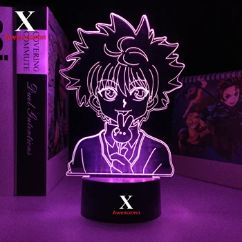 Anime, Hunter X Hunter Killua 3D LED Gaismas, Guļamistaba Dekori Nightlight Dzimšanas dienas Dāvanu Akrila LED Nakts Lampa