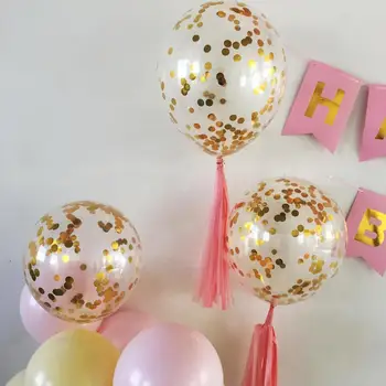 5gab/10pcs 12 collu happy birthday party apdares krāsa zelta konfeti sequined lateksa baloni, kāzu dekorēšana