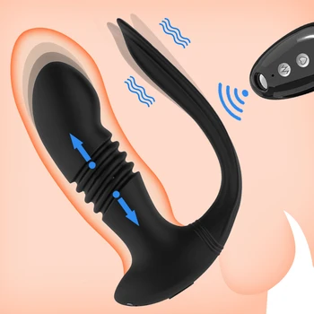 Bezvadu Tālvadības Anālais Vibrators Thrusting Butt Plug Teleskopiskie Dildo Vibratoru, Lai Sieviete Prostatas Massager Seksa Rotaļlietu Vīriešiem