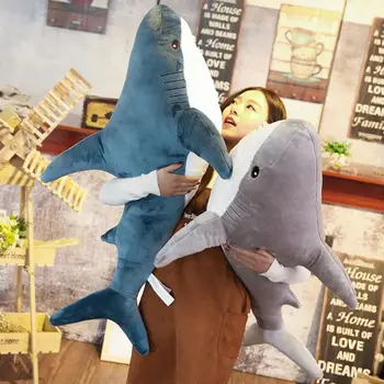 105cm Liela Izmēra Smieklīgi Mīksto Bite Haizivs Plīša Rotaļlieta augstas kvalitātes pildījumu rotaļlieta Spilvens Nomierinātu Spilvenu Dāvana Bērniem un draugiem