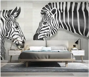 3d foto tapetes custom sienas Mūsdienu minimālisma dzīvnieku zebra ģeometriskas līnijas, fona home decor tapetes sienām 3 d