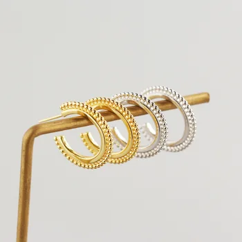 Nekustamā 925 Sterling Sudraba INS mazas, apaļas lodītes Stud Auskari sievietēm ģeometrija raksturs earing dizaina Auss, Kniedes Smalkas Rotaslietas