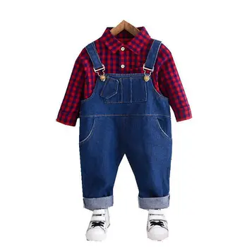 Pavasara Toddler Sporta Jauna Rudens Bērnu Modes Apģērbu Baby Zēni Meitenes Pleds Krekls, Bikses 2gab/komplekti Bērniem Zīdaiņu Tērpu