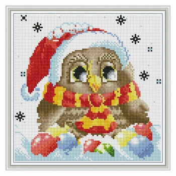 Ziemassvētku Pūce 5D DIY Kvadrātveida Dimanta Krāsošanas Komplekts Karikatūra Dzīvnieku Cross Stitch Modelis Mozaīkas Izšuvumi Mājās Svētku Dekoru, Dāvanu