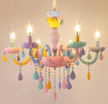 Krāsains Kristāla Lustra Macaron Krāsu Droplight Bērnu Guļamistaba Lampas Radošo Fantāziju Gaismeklis Vitrāžas Spīdumu