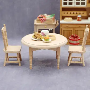 Gudrs Lelles Mēbeļu Trīs gabals, kas Namiņš Mini Mēbeles Spilgts Lelles Mini Virtuves Krēsls
