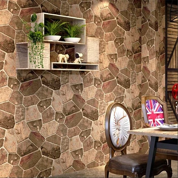wellyu Retro 3d ķieģeļi, akmens, akmens modeli kultūras akmens tapetes bārs frizētava kafijas restorāns rūpniecības vēja tapetes