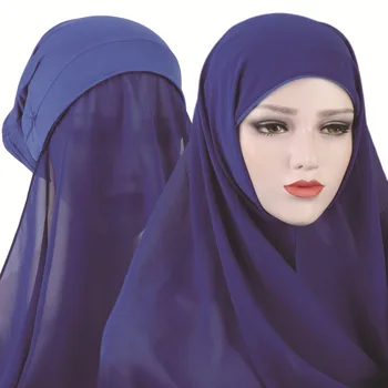 Jauns Produkts Ierašanās Musulmaņu Sieviešu Hijab Cietā Pērle Šifona Auduma Galvas Lakatu, Šalli Islāmu Iekšējo Šalle Segtu Headwrap Turbante