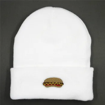 Kokvilnas Karstā suņu barība, izšuvumi Sabiezēt, adīta ziemas cepure siltā cepure Skullies klp beanie cepure, lai mazulis vīrieši sievietes 112