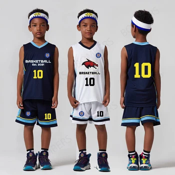 Džersija Komplekts Basketbola Bērnu Basketbola Apģērbi Sporta Formas, Pasūtījuma DIY Jaunatnes šorti šaušanas apģērbu bez piedurknēm