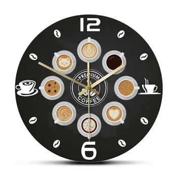 Premium Kafijas Rokasgrāmata Sienas Pulkstenis Cafe Kafijas Bārs Barista Mājas Dekoru Pulkstenis Vintage Timepieces Sienas Skatīties Kafijas Mīļāko Dāvanu