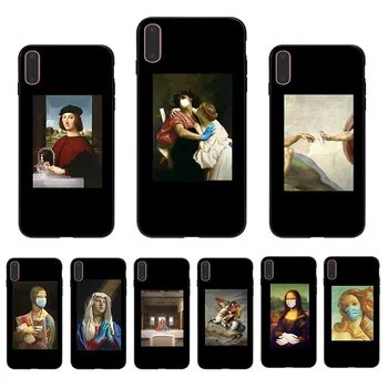 Mīksto telefonu gadījumā Smieklīgi klasiskās eļļas glezniecības dizaina iphone xs 11 pro max 12 mini vāciņu x xr 5 5s se 