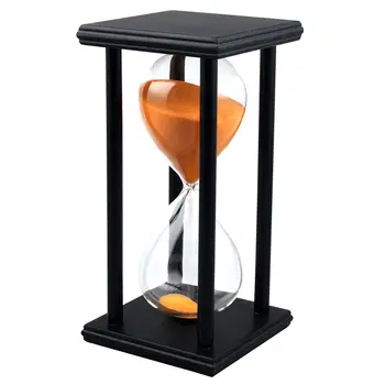 Krāsas! 60 min Koka Smilšu Sandglass smilšu pulkstenis Taimeris Pulkstenis Dekoru Unikālu Dāvanu Tips:60 min Melnu Rāmi Apelsīnu Smilšu