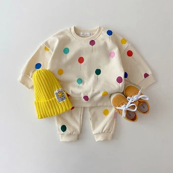 Bērnu Apģērbs, Uzvalki, Bērnu Zēniem Modes Džemperis + Bikses Meitene Balonu Drukāt Cute Kleitu Pavasara Rudens garām Piedurknēm Apģērbs