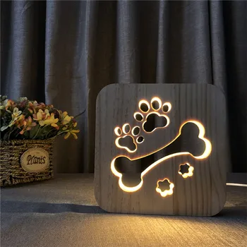 Koka Suņa Ķepu Lampas Bērnu Guļamistaba Dekorēšana Siltu Gaismu franču Buldogs LED USB Galda Nakts Gaisma Bērniem Dāvanu Dropshipping