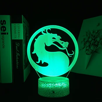 Pūķis LOGO 3D LED Nakts Gaisma Touch Tālvadības Contro Krāsaina Akrila Galda Lampa Dzimšanas dienas Dāvanu Telpas Atmosfēru Dekori Gaismas