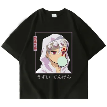 Karstā Anime Demon Slayer T-Krekls Vīriešiem, Sievietēm ar Īsām Piedurknēm Tengen Uzui Manga Tee Kreklu Plus Lieluma Galotnēm Japāņu Streetwear T-krekli