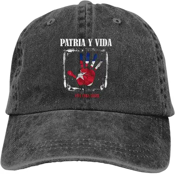 Labākā Pārdošanas 2021. Gada Vasarā jaunas drukas Patria Y Vida Viva Cuba Libre Cepure, Mazgā Džinsa Beisbola cepure Regulējams Kokvilnas Trucker Cap
