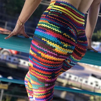 Jaunā Sieviešu Krāsainu Leggins Vilnas Iespiesti Stulpiņi Slim, Sexy Fitnesa Bikses Multicolor Bikses Sieviešu Sporta Zāle Sporta Legging Gadījuma