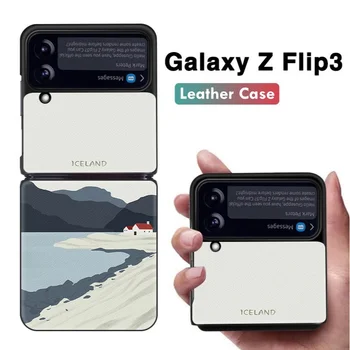 Elegants Ādas Flip Case Retro Classic Modelis Lietu Vāku Samsung Galaxy Z Flip 3